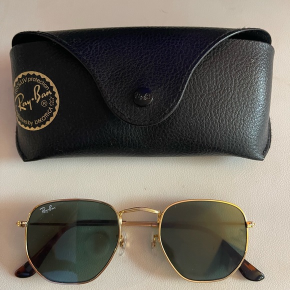 Ray-Ban Hexagonal Flat Lenses Gold/Green Lenses - Picture 2 of 8